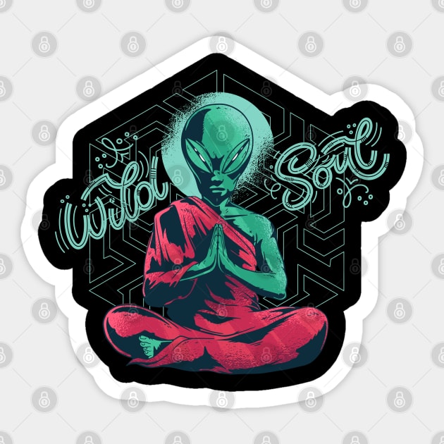 Meditate Alien Sticker by ArtRoute02